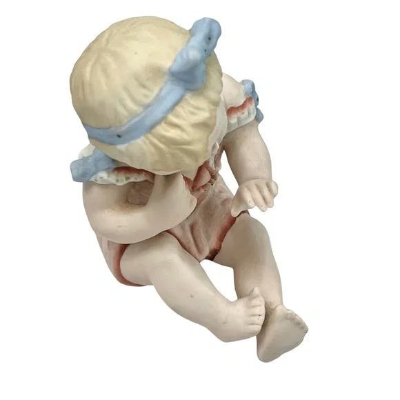 VINTAGE HOMCO OF JAPAN BISQUE PORCELAIN PIANO BABIES - SET OF 2